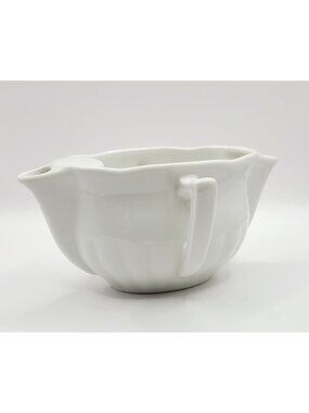 White Sauceboat Fat Separator Porcelain Gravy Boat VTG Pillivuyt France